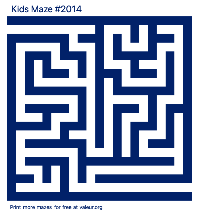 Free Printable Kids Maze number 2014