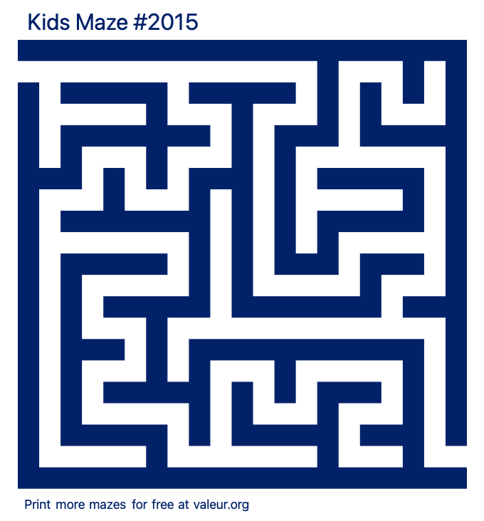 Free Printable Kids Maze number 2015
