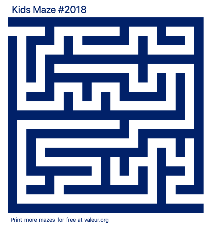 Free Printable Kids Maze number 2018