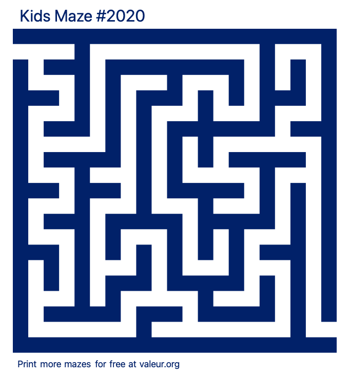 Free Printable Kids Maze number 2020