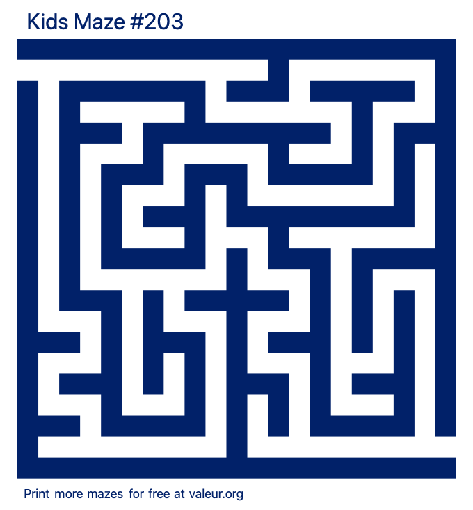 Free Printable Kids Maze number 203