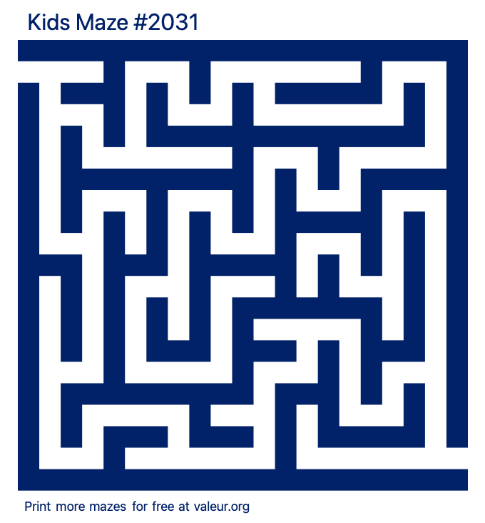 Free Printable Kids Maze number 2031