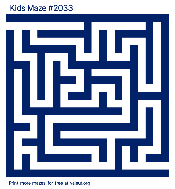 Free Printable Kids Maze number 2033