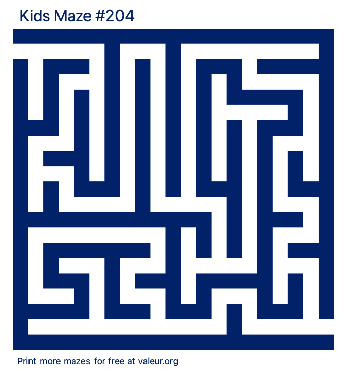 Free Printable Kids Maze number 204