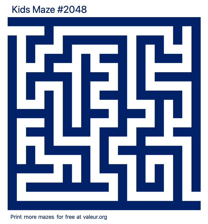 Free Printable Kids Maze number 2048