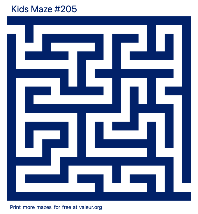 Free Printable Kids Maze number 205