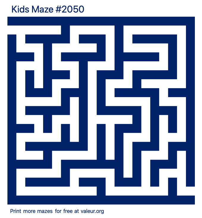 Free Printable Kids Maze number 2050