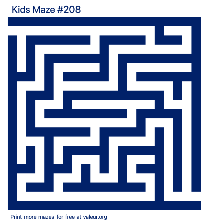 Free Printable Kids Maze number 208