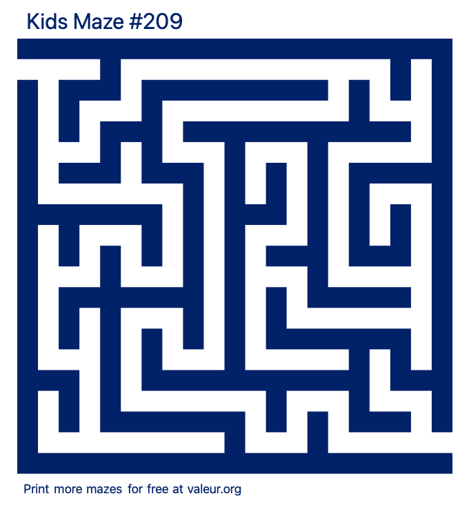 Free Printable Kids Maze number 209