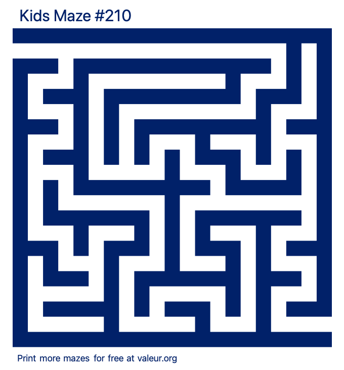 Free Printable Kids Maze number 210