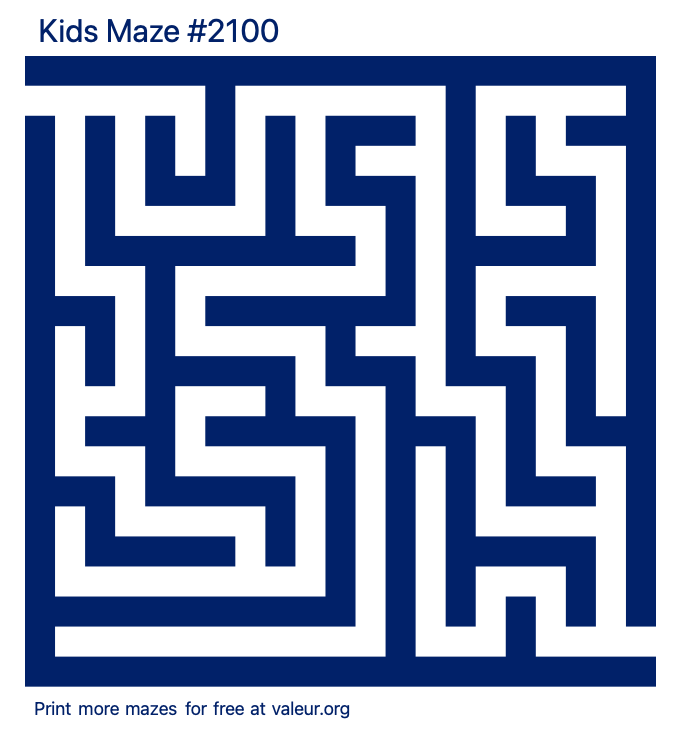 Free Printable Kids Maze number 2100