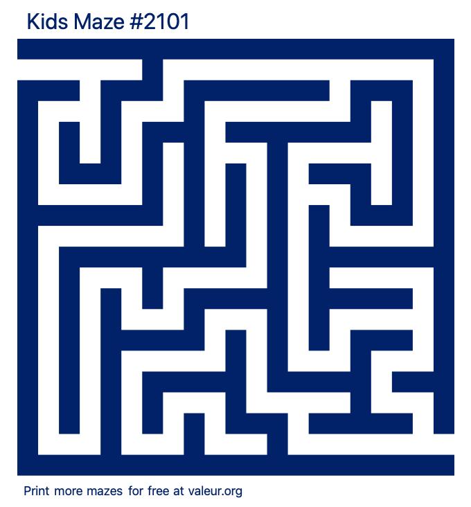 Free Printable Kids Maze number 2101