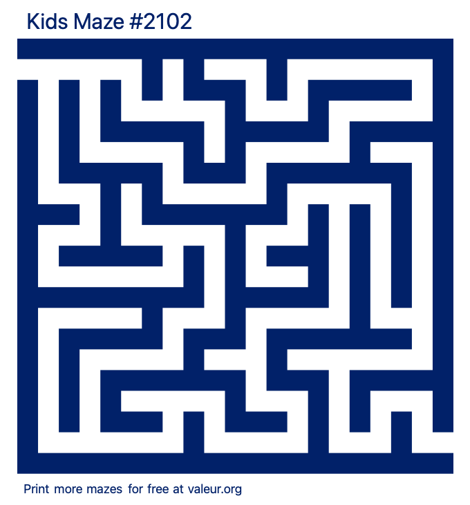 Free Printable Kids Maze number 2102