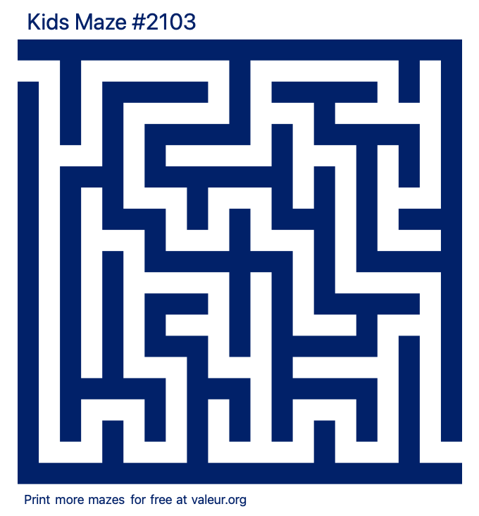 Free Printable Kids Maze number 2103