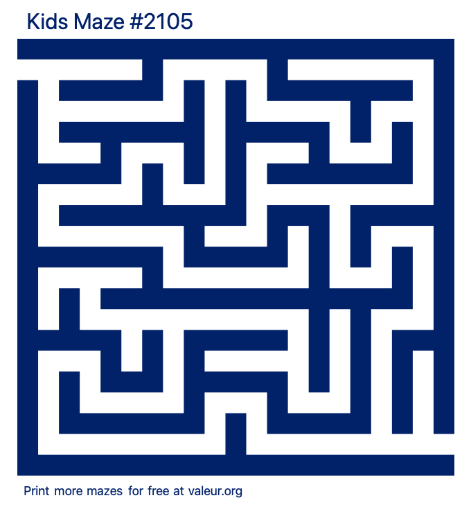 Free Printable Kids Maze number 2105