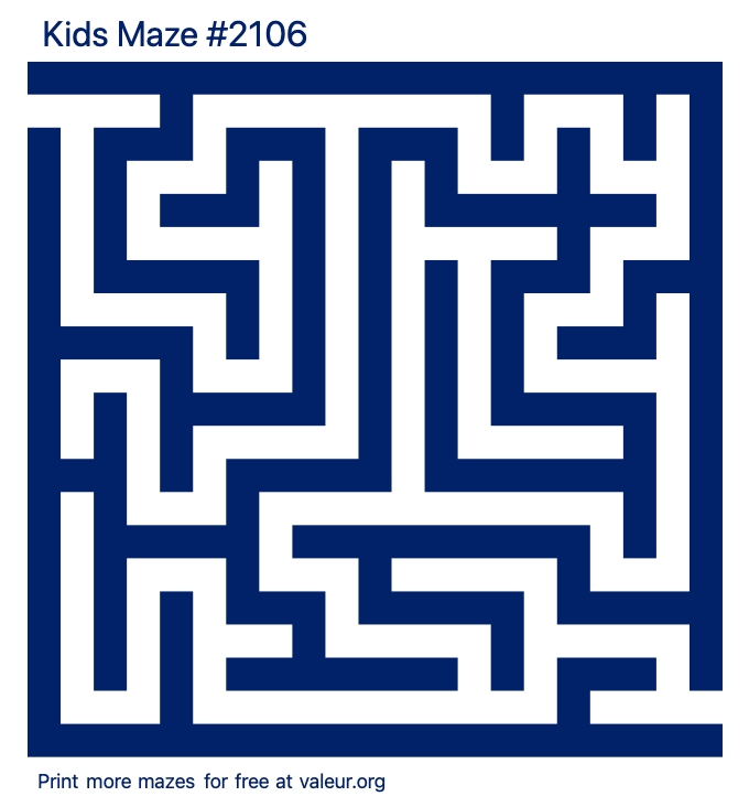 Free Printable Kids Maze number 2106