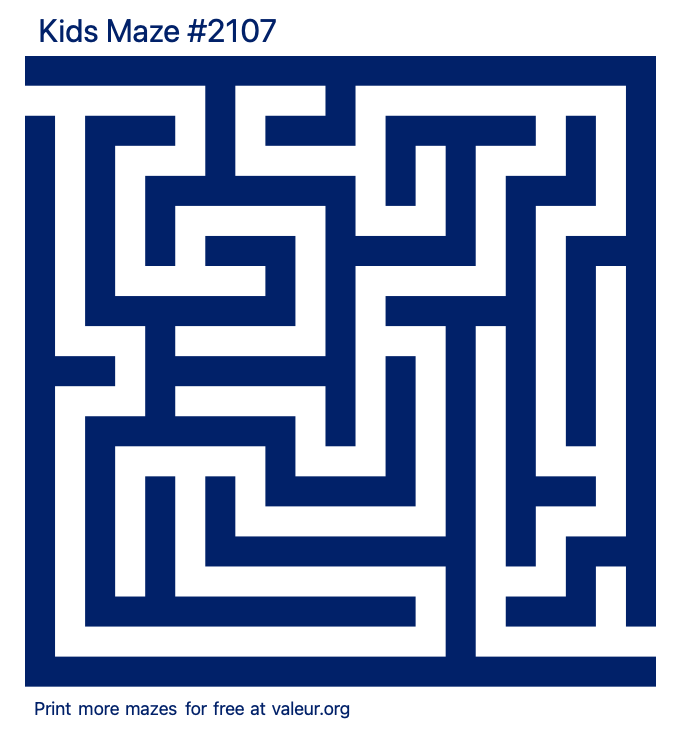 Free Printable Kids Maze number 2107