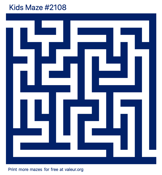 Free Printable Kids Maze number 2108