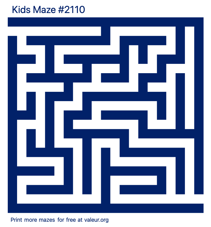 Free Printable Kids Maze number 2110