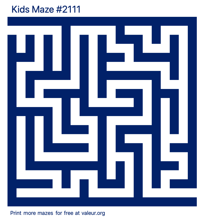 Free Printable Kids Maze number 2111