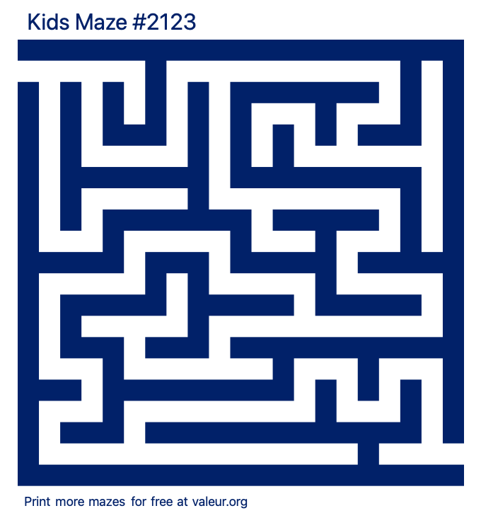 Free Printable Kids Maze number 2123