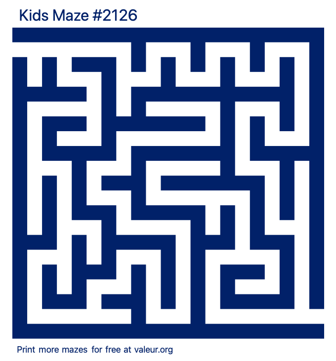 Free Printable Kids Maze number 2126