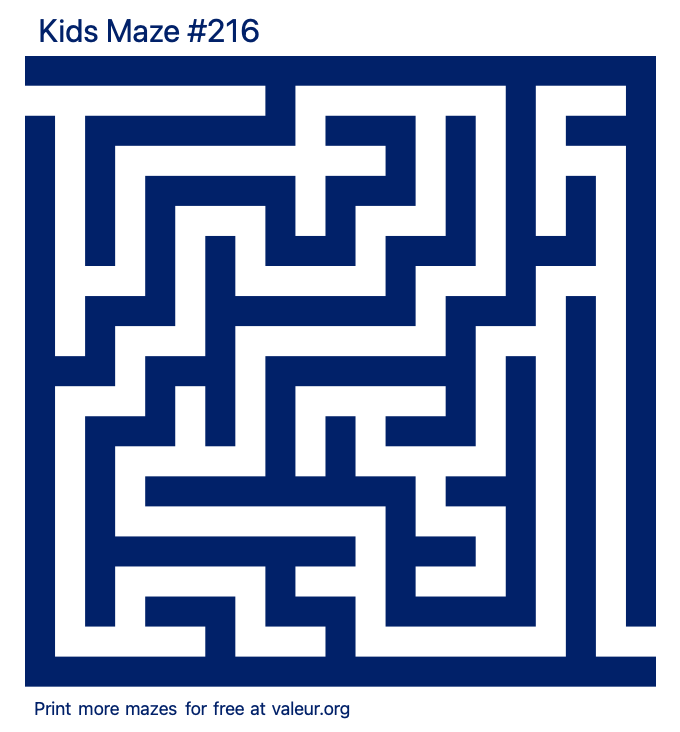 Free Printable Kids Maze number 216