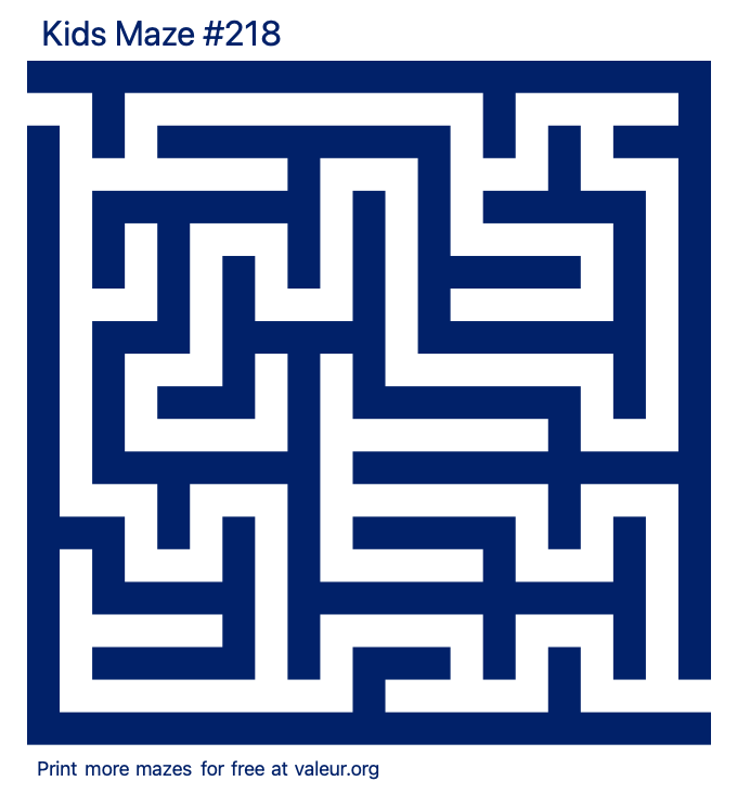 Free Printable Kids Maze number 218