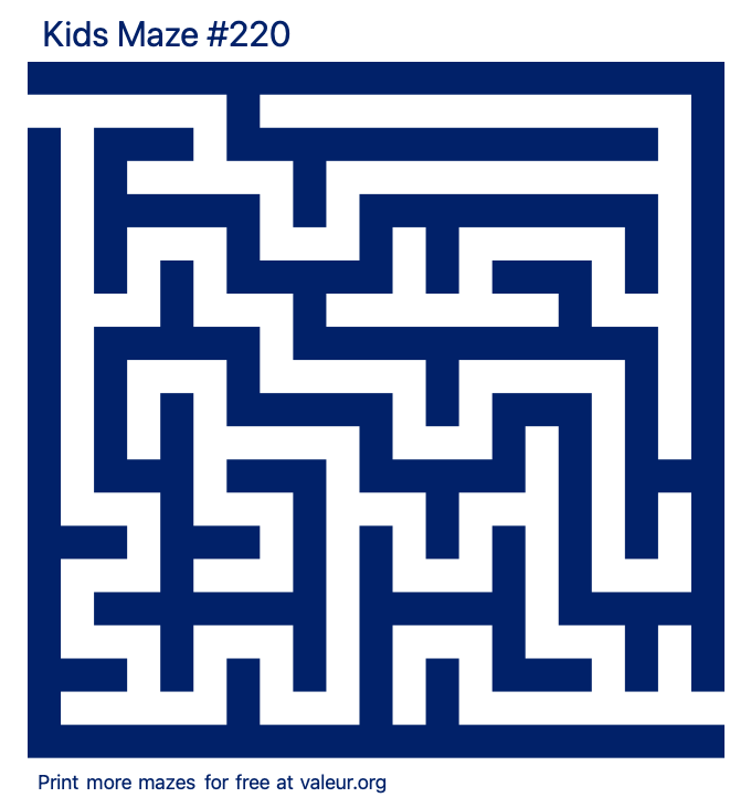 Free Printable Kids Maze number 220