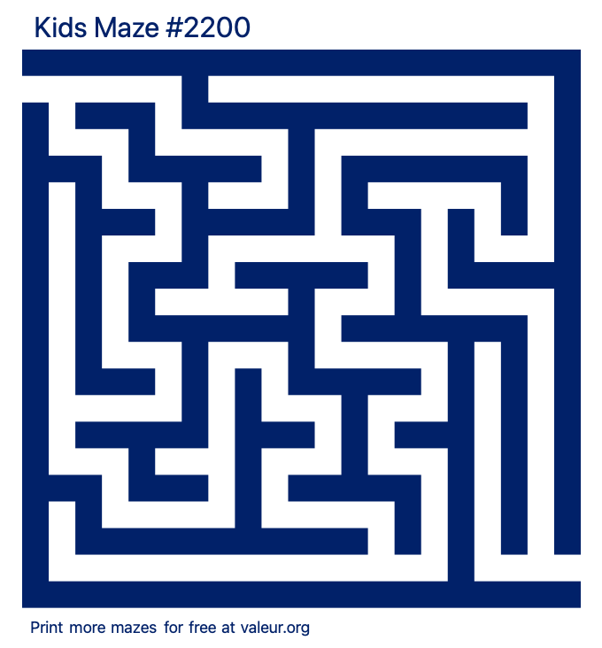 Free Printable Kids Maze number 2200