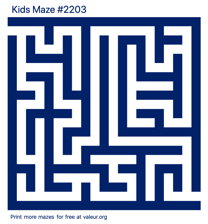 Free Printable Kids Maze number 2203