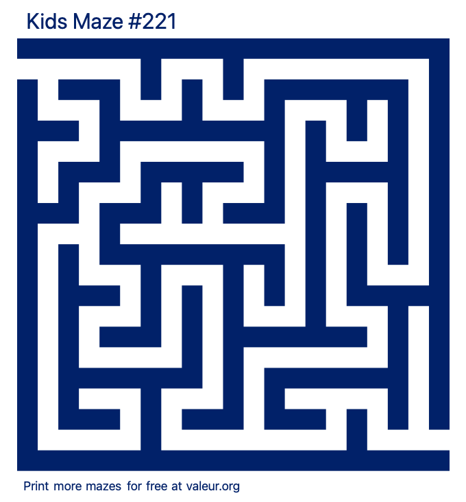 Free Printable Kids Maze number 221