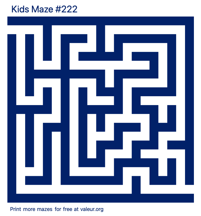 Free Printable Kids Maze number 222