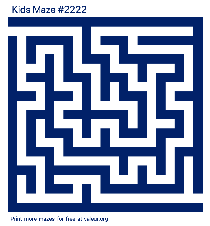 Free Printable Kids Maze number 2222