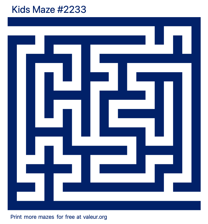 Free Printable Kids Maze number 2233