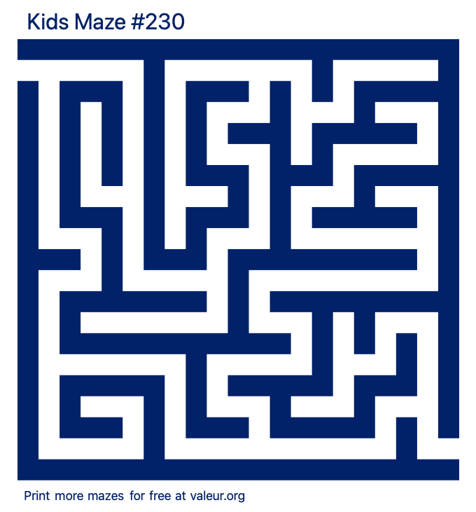 Free Printable Kids Maze number 230