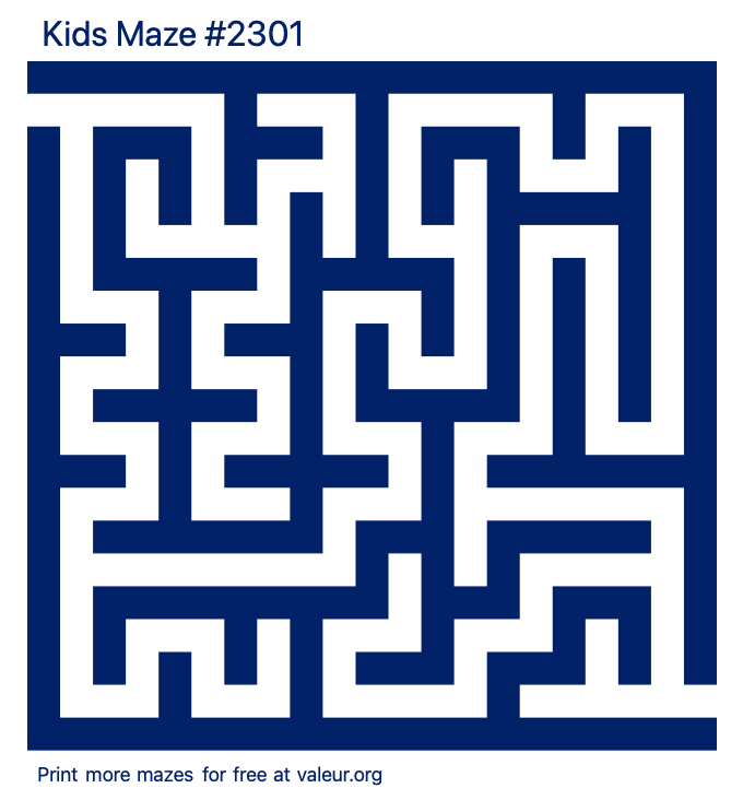 Free Printable Kids Maze number 2301