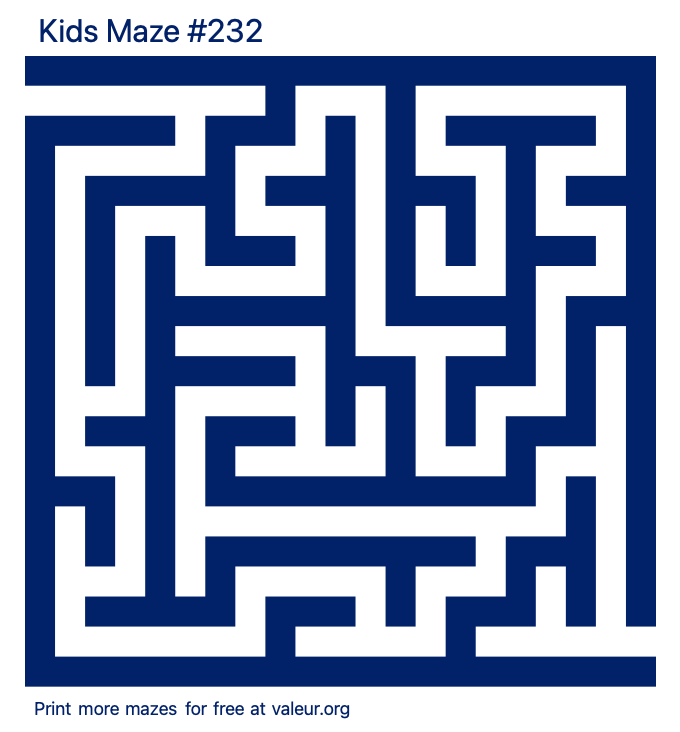 Free Printable Kids Maze number 232