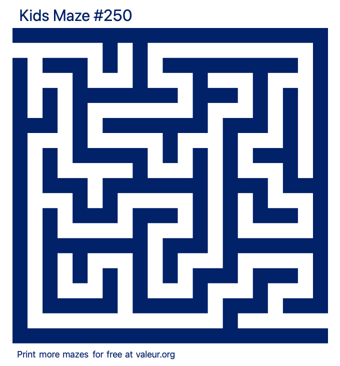 Free Printable Kids Maze number 250