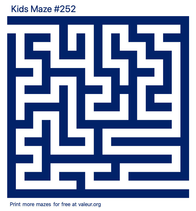 Free Printable Kids Maze number 252