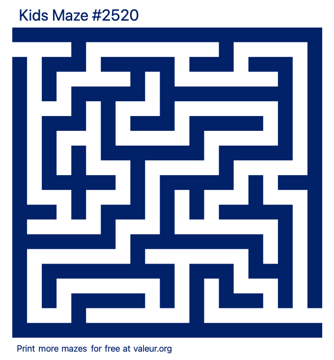 Free Printable Kids Maze number 2520