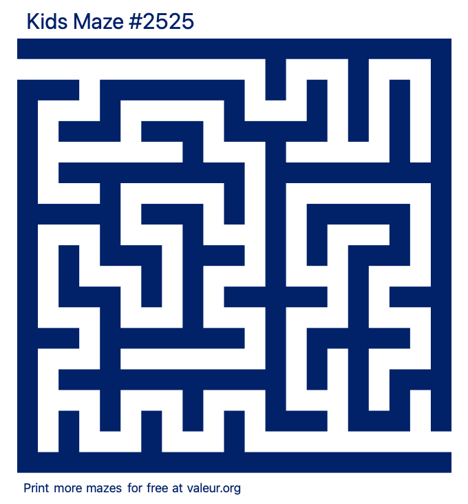 Free Printable Kids Maze number 2525