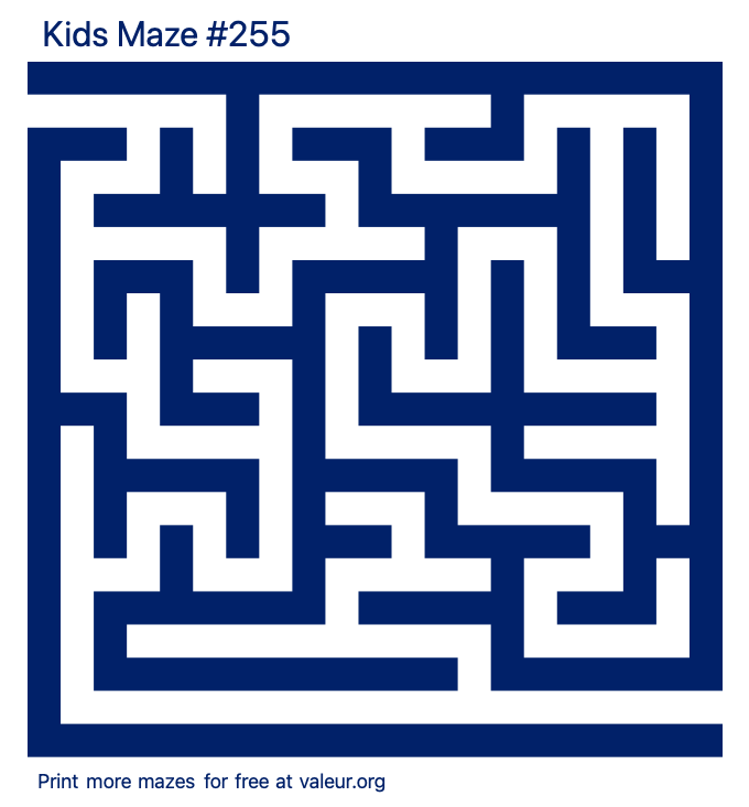 Free Printable Kids Maze number 255