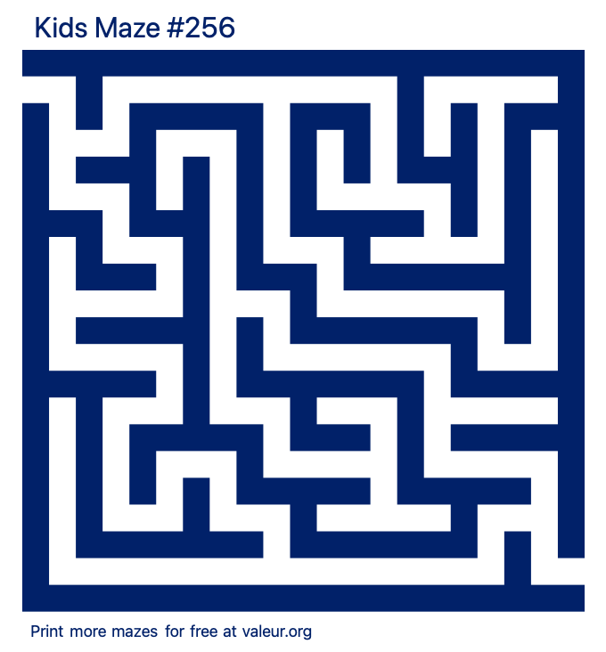 Free Printable Kids Maze number 256