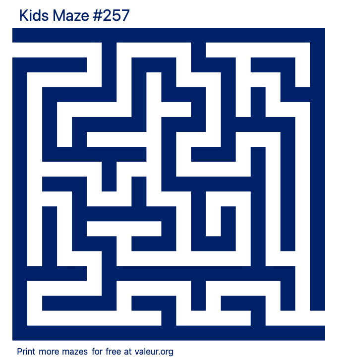 Free Printable Kids Maze number 257