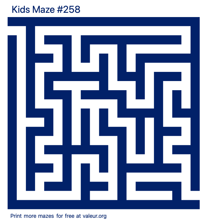 Free Printable Kids Maze number 258