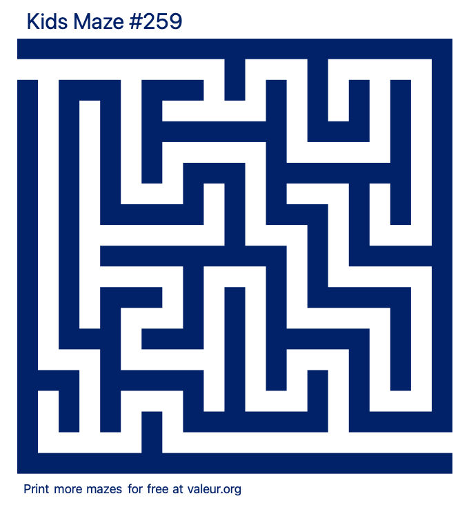 Free Printable Kids Maze number 259