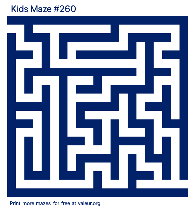 Free Printable Kids Maze number 260