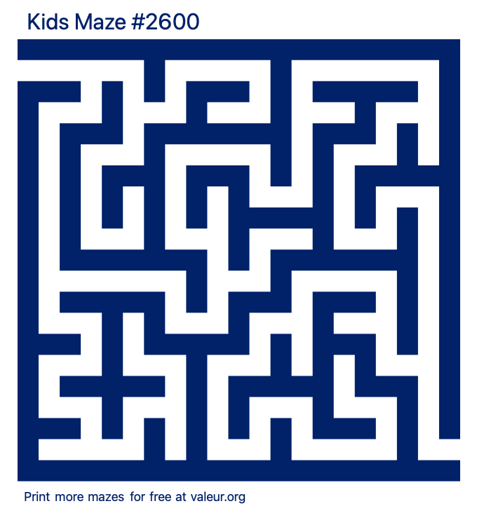Free Printable Kids Maze number 2600