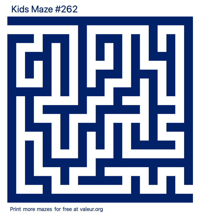 Free Printable Kids Maze number 262